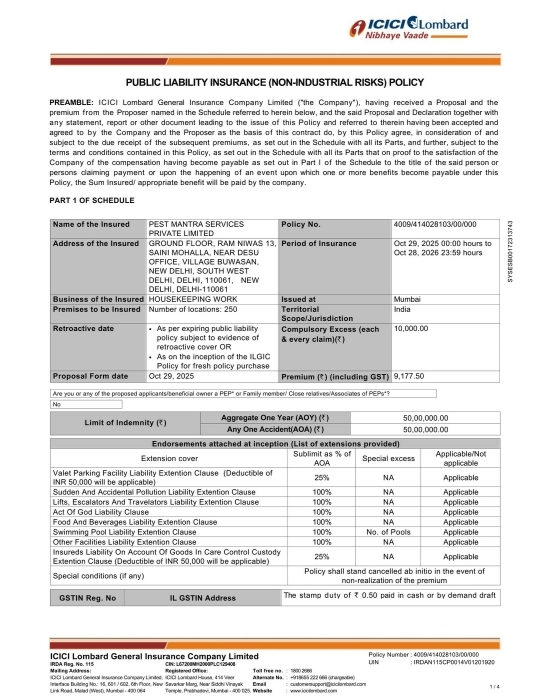 Pest Mantra Certificate Image